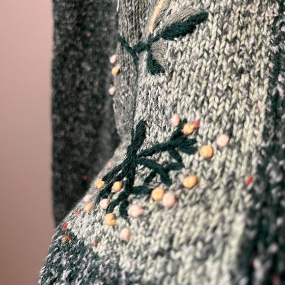 Green knit zip up sweater forest fairy sweater - Picture 5 of 10